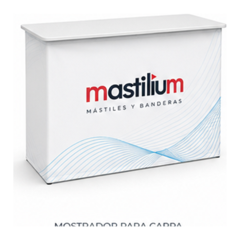 Mostrador para carpa personalizado con el logotipo de Mastilium