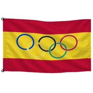 Bandera de mesa de España con aros olímpicos | Mastilium