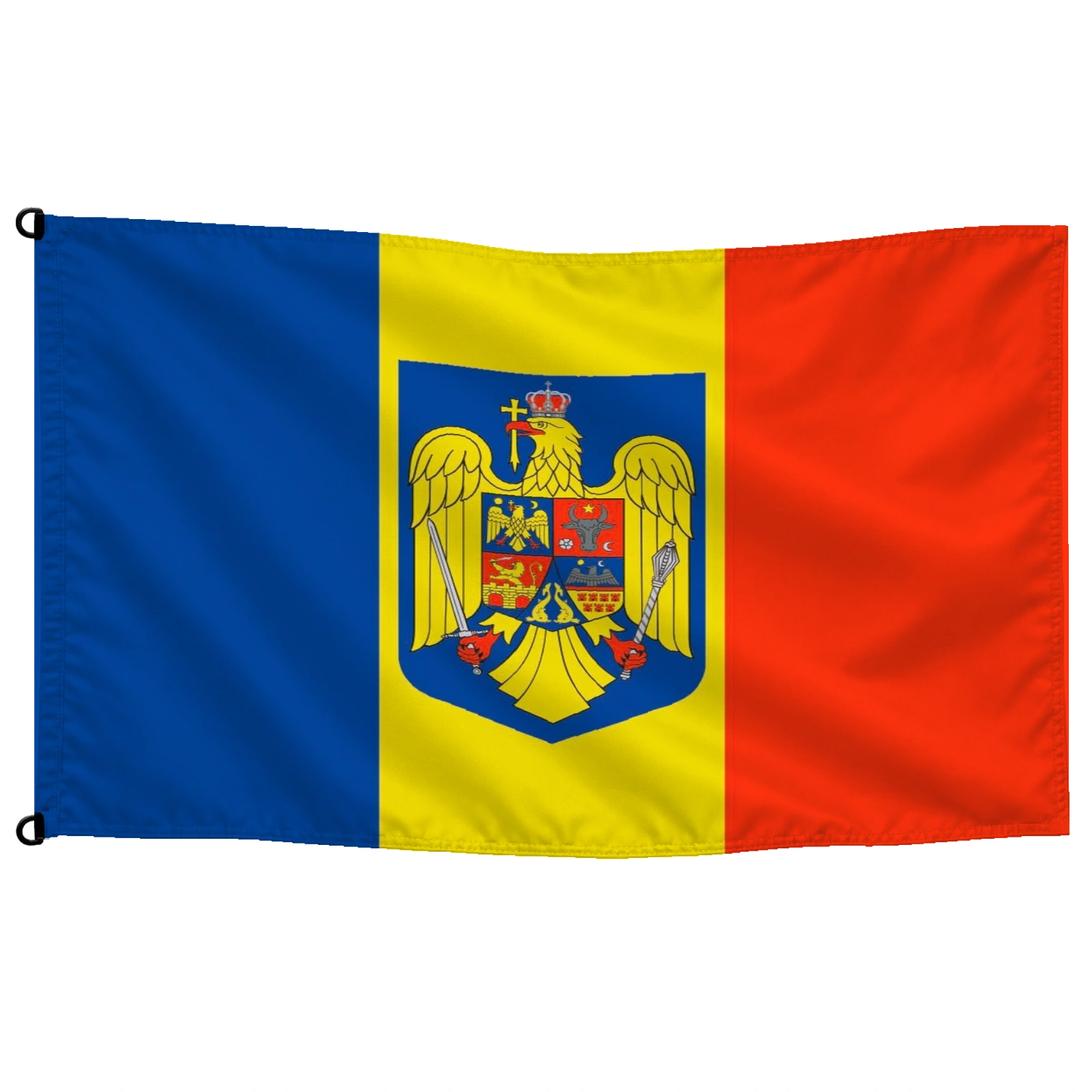 Bandera de Rumania de despacho — con escudo | Mastilium
